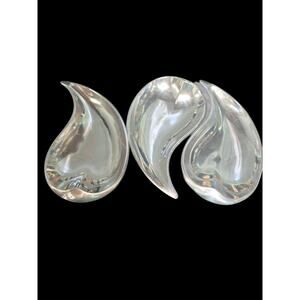 Vintage Lenox Silver Tone Metal Paisley Teardrop Nesting Bowls - 3 Piece Set